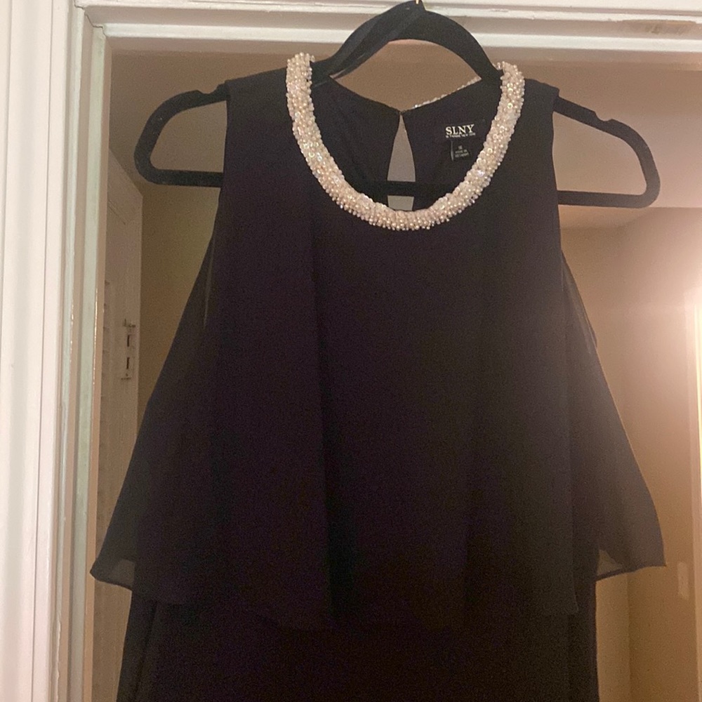 SLNY tiered floor length dress